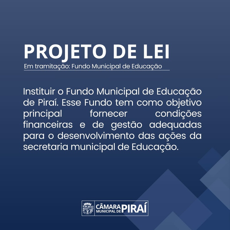 Vereadores analisam projeto criando Fundo Municipal de Educação em Piraí