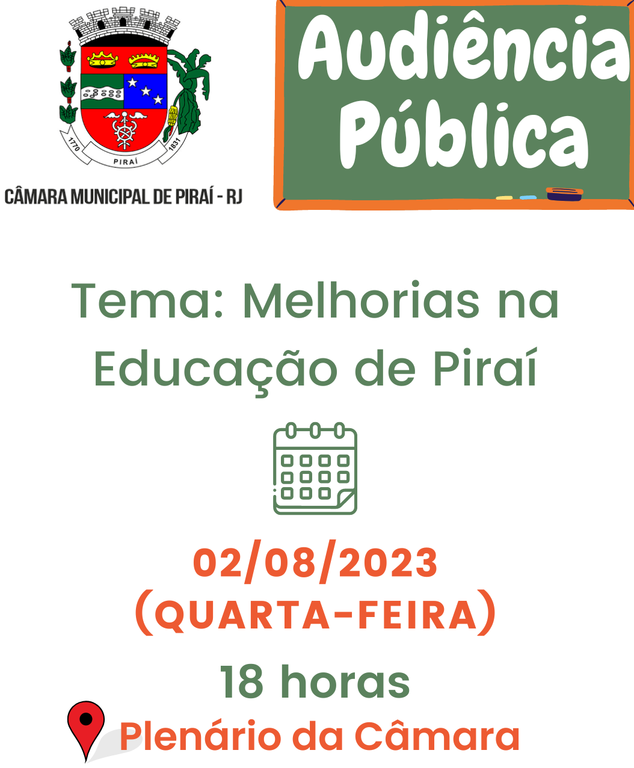 Câmara vai realizar Audiência Pública sobre a Educação em Piraí